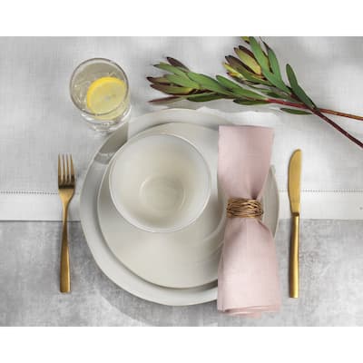 Euro Ceramica Neree 20 Piece Reactive Glaze Stoneware Dinnerware Set - Ivory