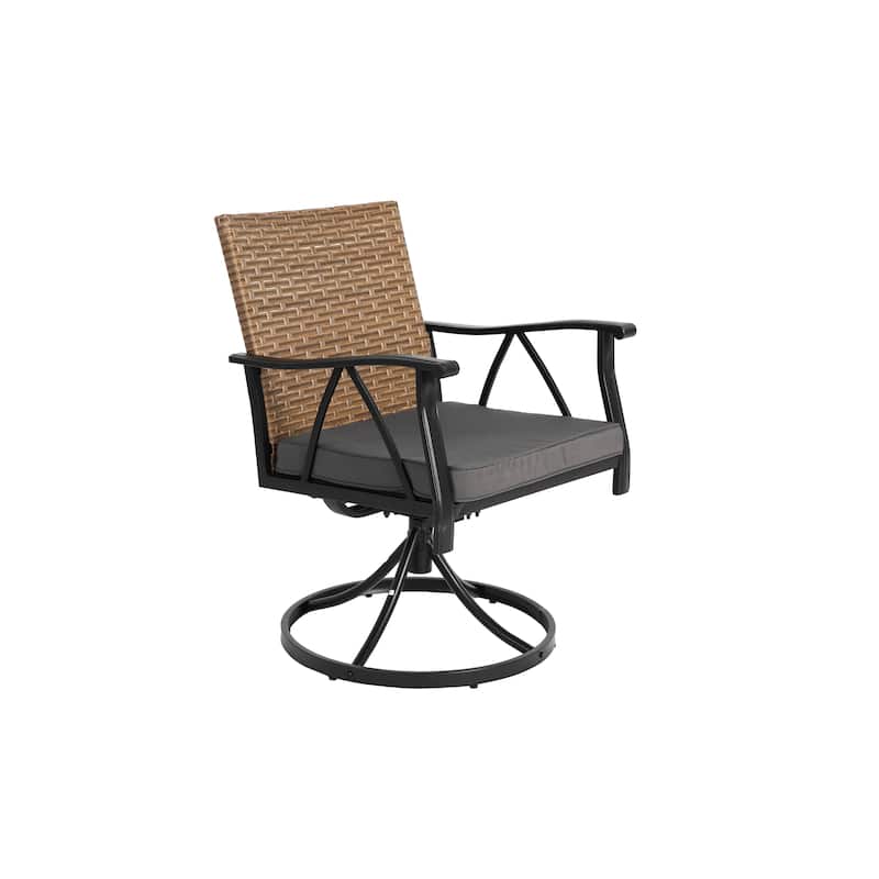 7 Piece Patio Dining Set, Outdoor Wicker Conversation Set for Backyard Garden Deck Poolside, Brown