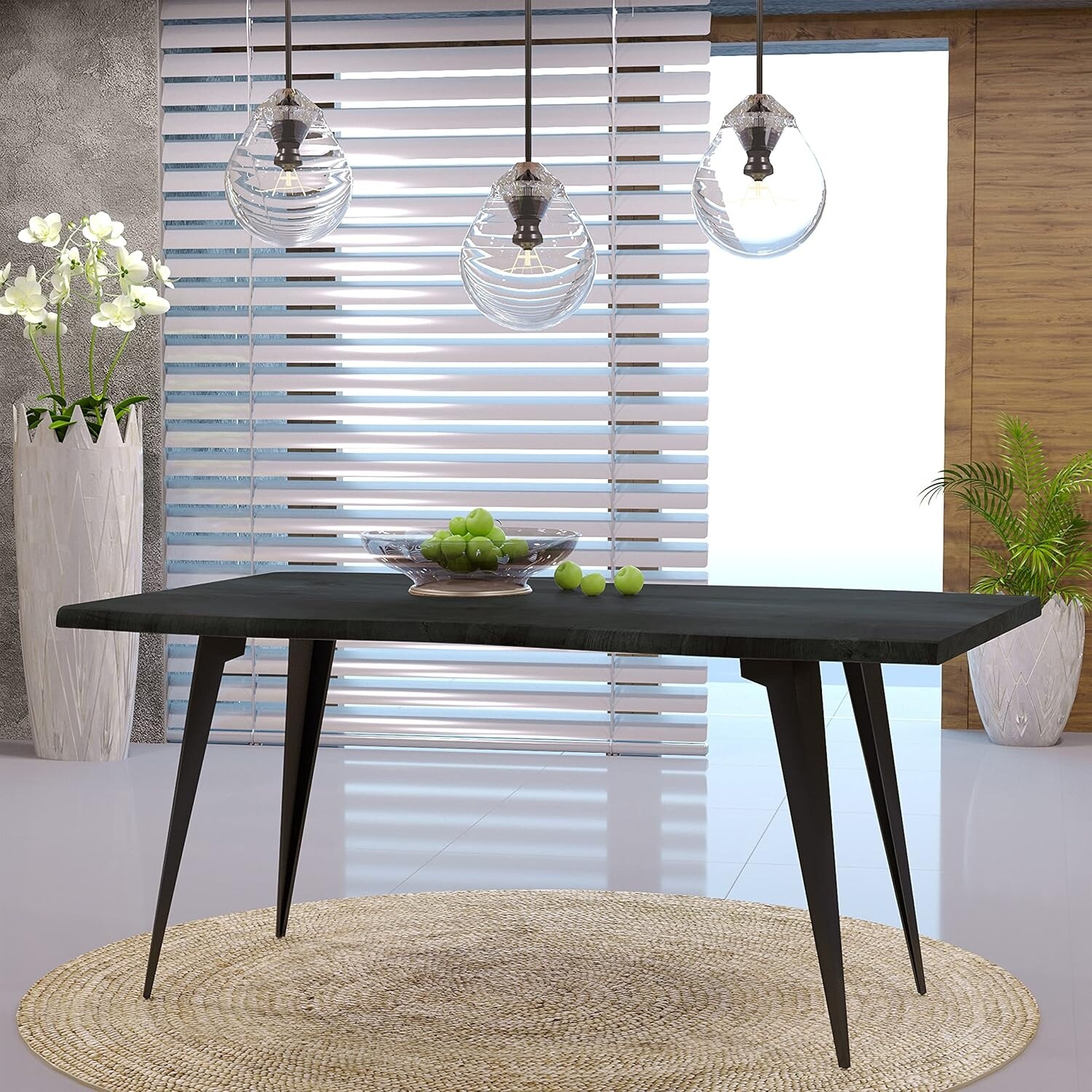 Ravenna Modern Rustic Rectangular Solid MDF Wood Tabletop Dining Table ...
