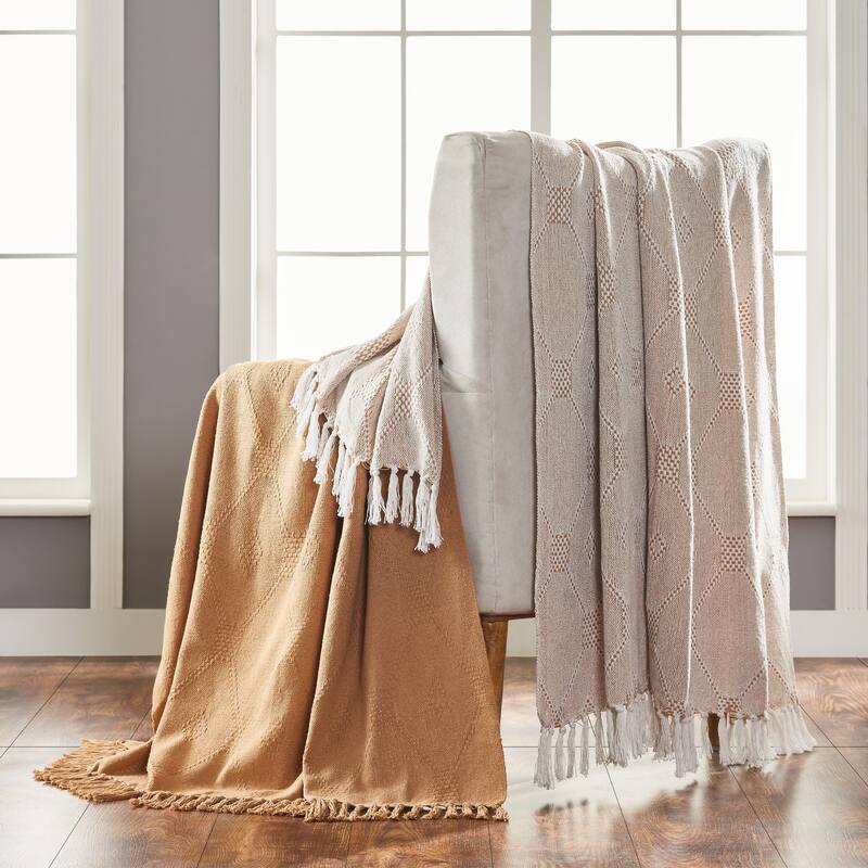 Modern Threads 2 Pack Chester 100-Percent Cotton Throw 50x60 - Cinnamon