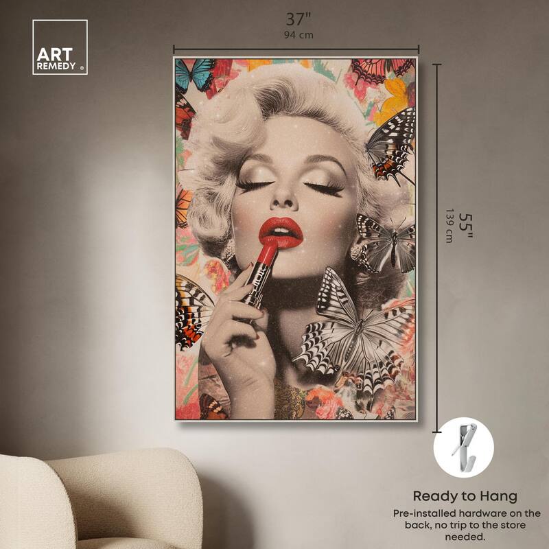 Iconic Lady Butterfly Collage Canvas by Art Remedy