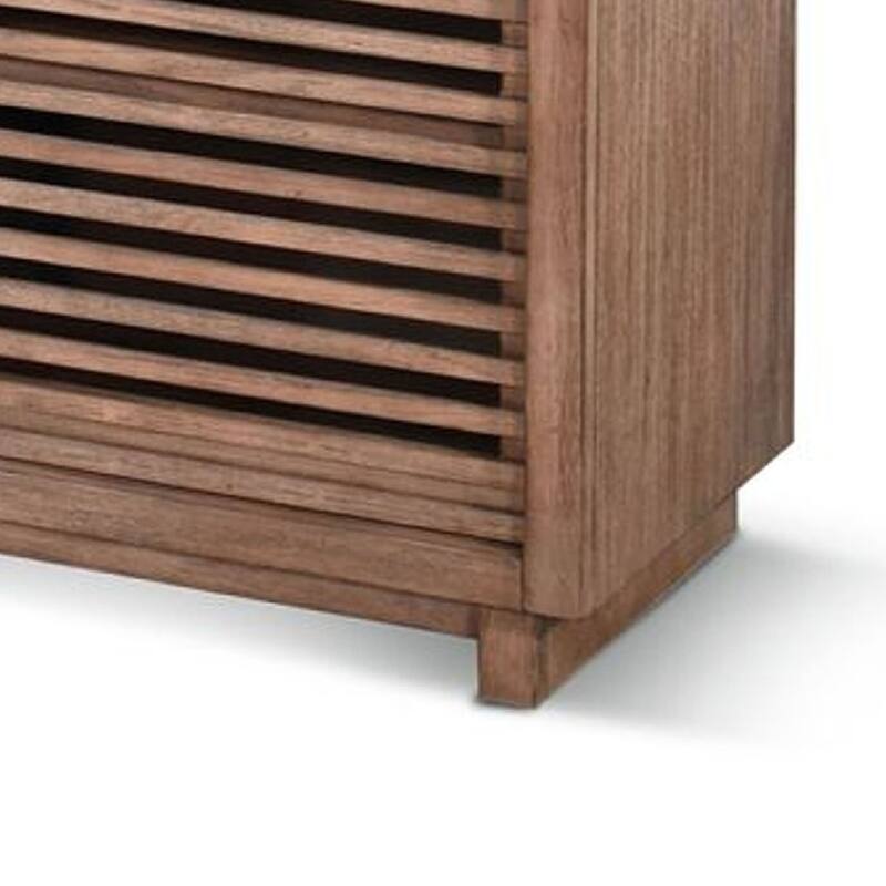 Jave TV Stand Media Cabinet, Slatted Doors, Shelves, Brown Wood, 85 Inch