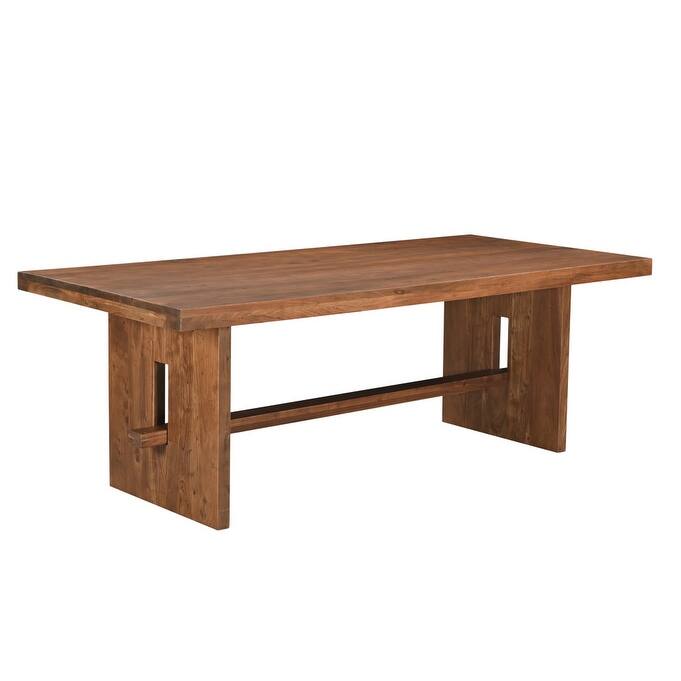 HomeRoots 86" Brown Wood Trestle Base Dining Table - 86.00 in. x 30.00 in. x 40.00 in.