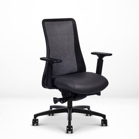 Via Seating Genie Ergonomic Computer Chair, Sliding Seat, Adj. Arms, Mesh Back, Contract Grade, Black