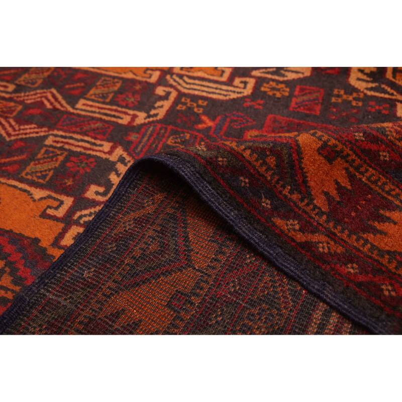 ECARPETGALLERY Hand-knotted Teimani Black, Orange Wool Rug - 3'9 x 7'1