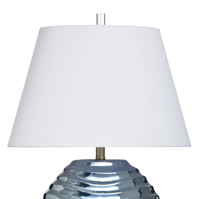 StyleCraft Ceramic Table Lamp - Kozen Blue - White Shade