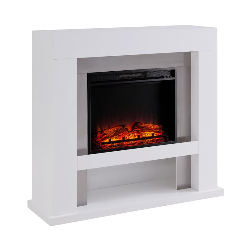 SEI Furniture Larry Stainless Steel Electric Fireplace