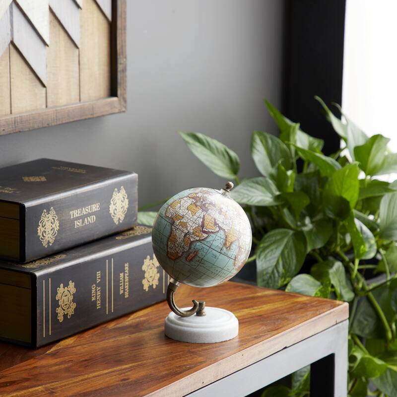 Teal, Black or White Marble Globe with Marble Base