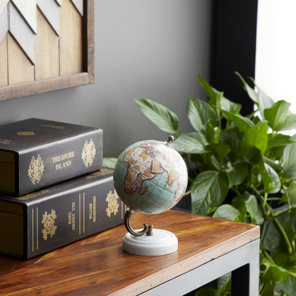 Teal, Black or White Marble Globe with Marble Base