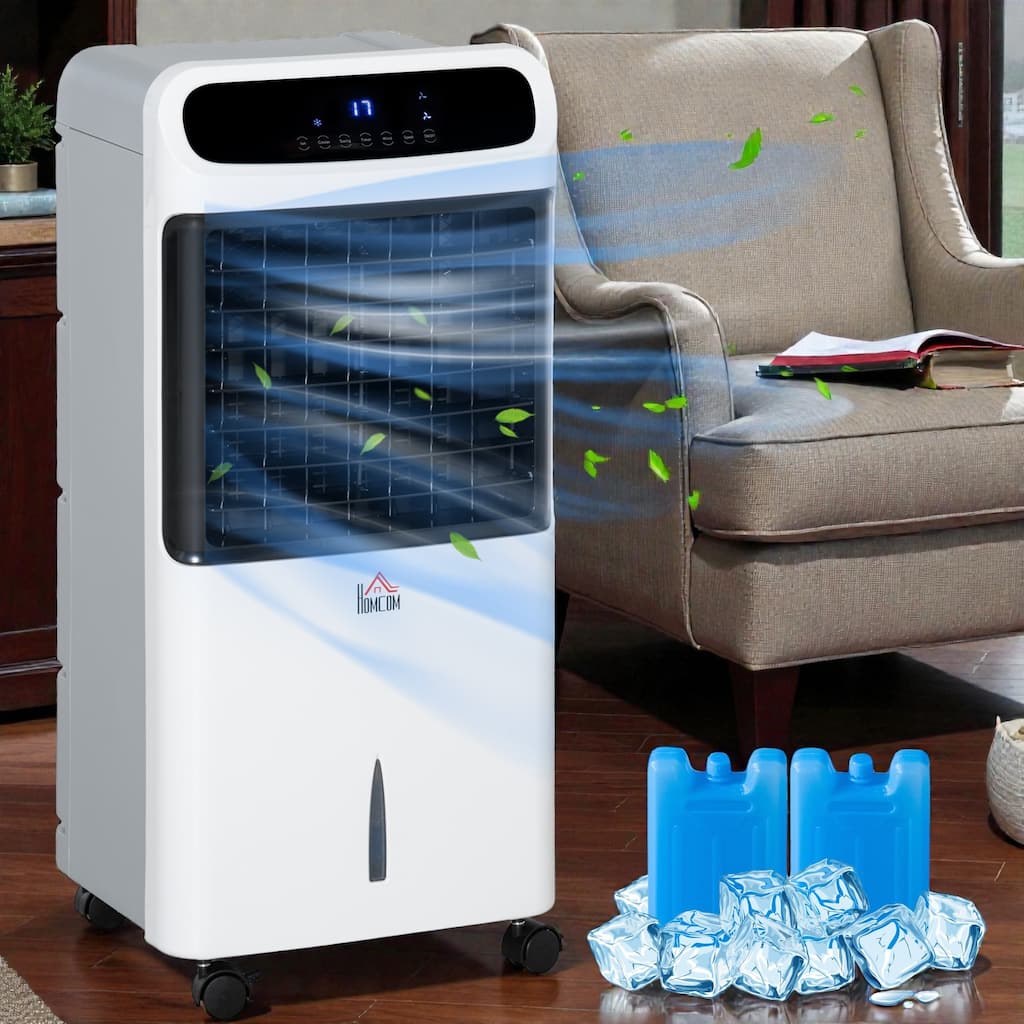 32 Inch Mobile Evaporative Air Cooler, 3-in-1 Ice Cooling Fan Humidifier with Remote, Timer, 3.2 Gal Tank