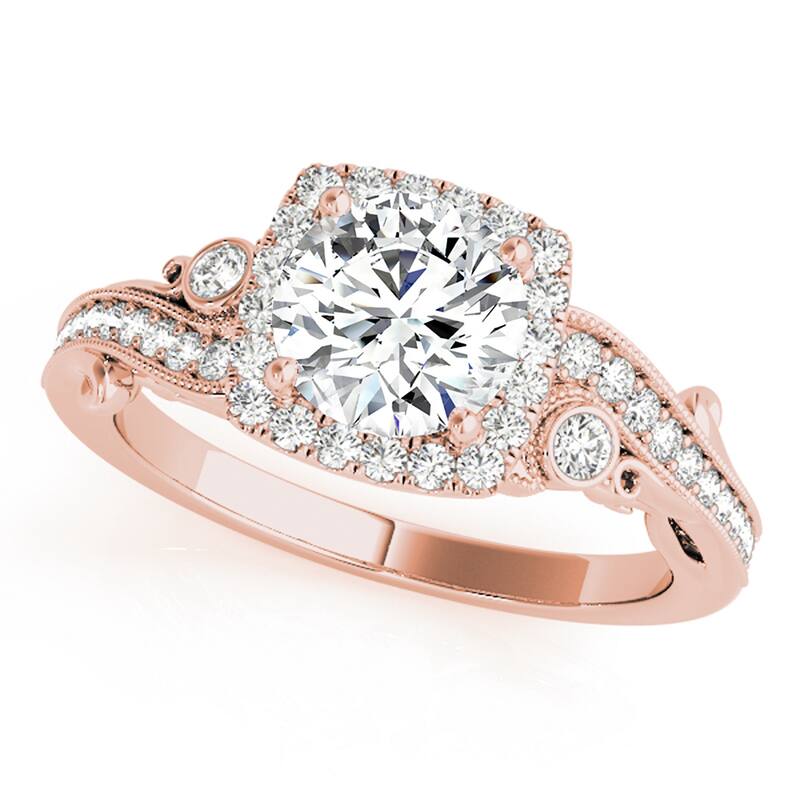 Auriya 14k Rose Gold Lab Grown Round Diamond Halo Engagement Ring 0.50 to 5.00 ct. tw. (F-G VS) - 2.50 ct. center - 4.5