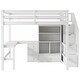 preview thumbnail 24 of 22, Full Size Loft Bed with L-Shaped Desk Drawers Cabinet Staircase