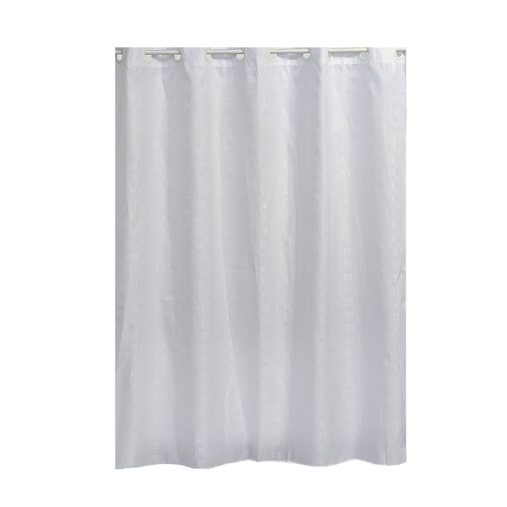 Extra Long Shower Curtain Polyester Hook Less Cubic 79"L x 71"W