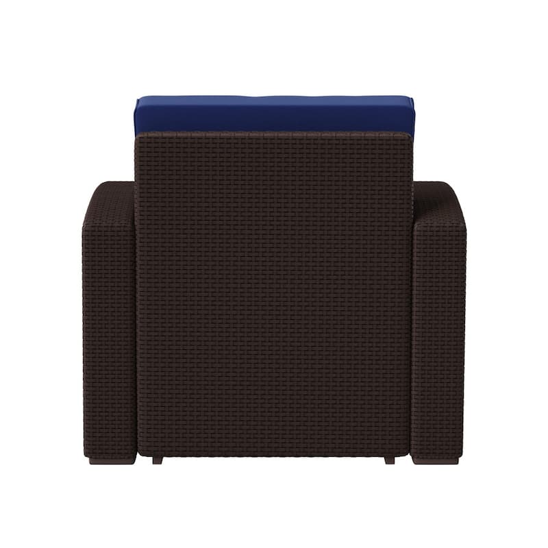 Faux Rattan Chair with All-Weather Cushion