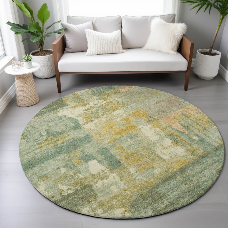Machine Washable Indoor/Outdoor Contemporary Chantille Rug