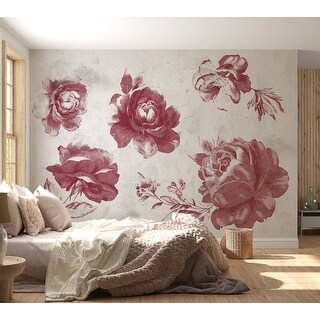 Peel & Stick Floral Wall Mural - Garden of Memories Red - Bed Bath ...