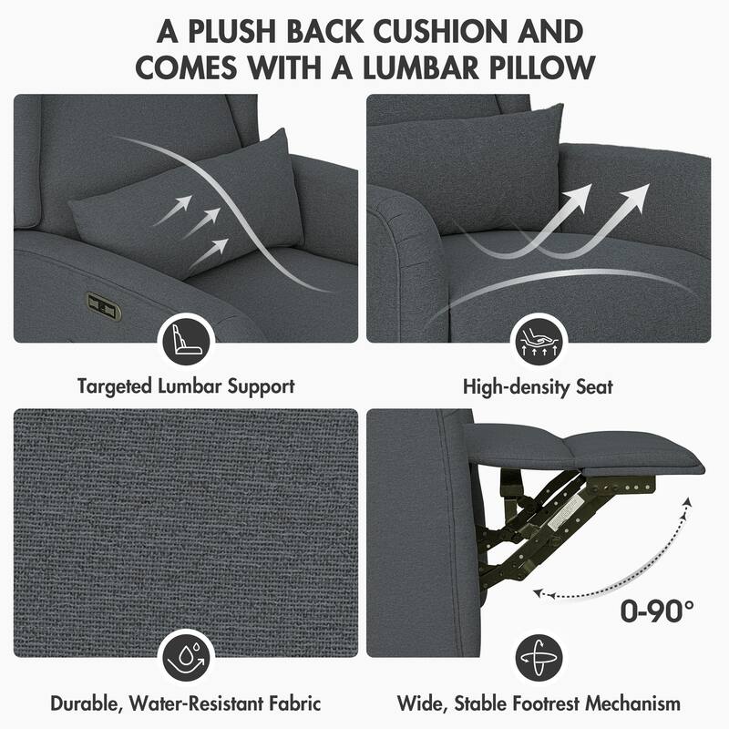 Madison Park Candace Power Recliner 3-in-1 with Swivel, Glider, USB Ports