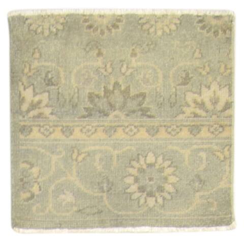 One of a Kind Hand-Knotted Persian 2' x 3' Oriental Wool Green Rug - 2'1"x2'0"