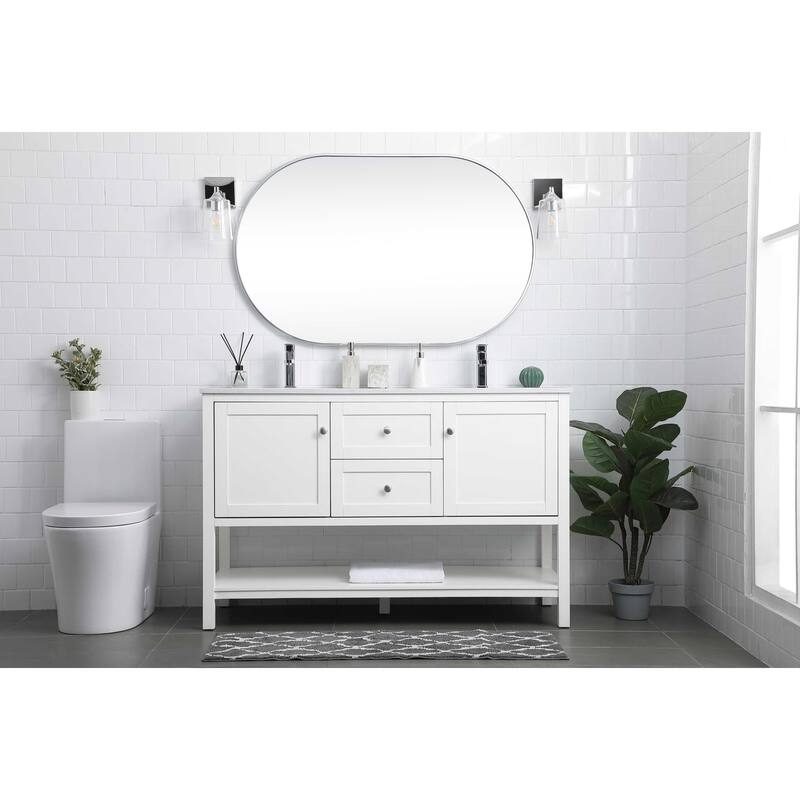 Elegant Lighting VF22254D Heath 54" Free Standing Double Basin Vanity
