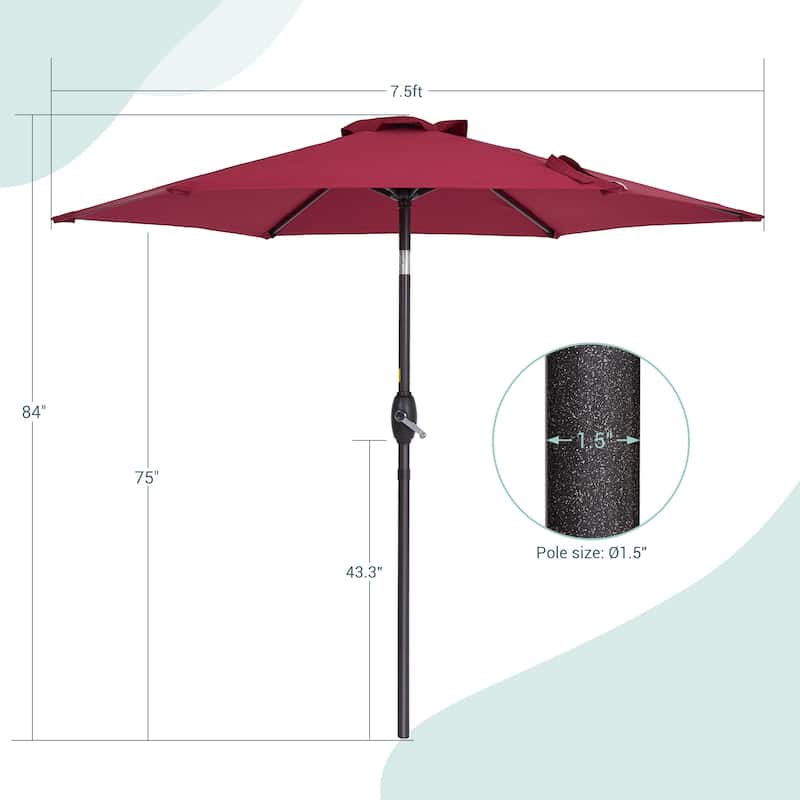 Bonosuki 7.5Ft Patio Market Umbrella Weather-Resistant Table Umbrella