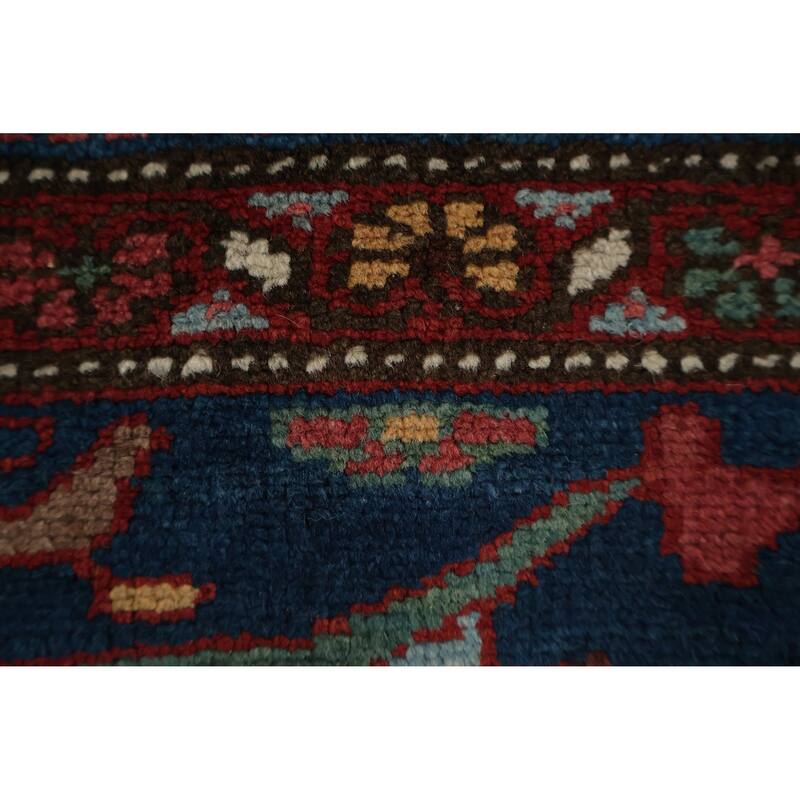Hand Knotted Oriental 100% Wool Carpet Traditional Floral Navy Blue & Blues Malayer Area Rug - 7' 7'' X 4' 4''