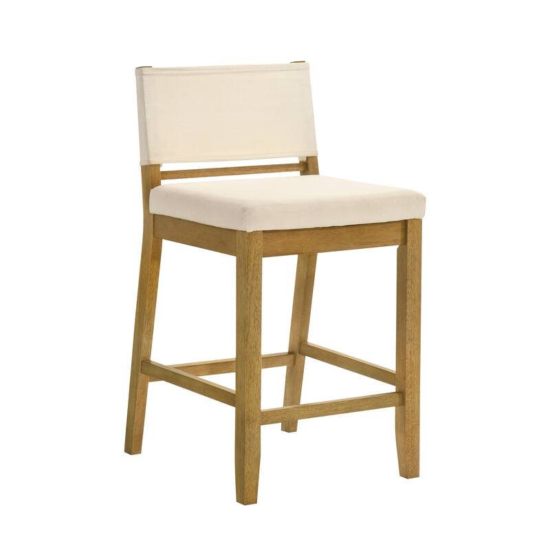 Yanely Mdoern Bar Stool, Upholstered Counter Height Stool with Solid Wood Legs