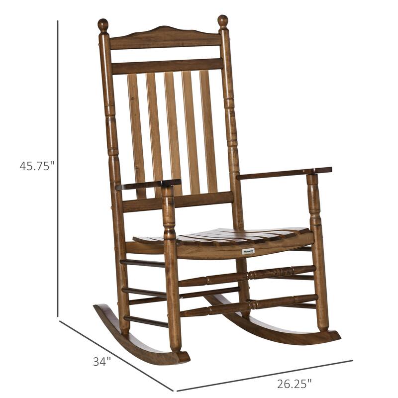 Outsunny Traditional Wooden High-Back Rocking Chair For Porch (Excluding the table)
