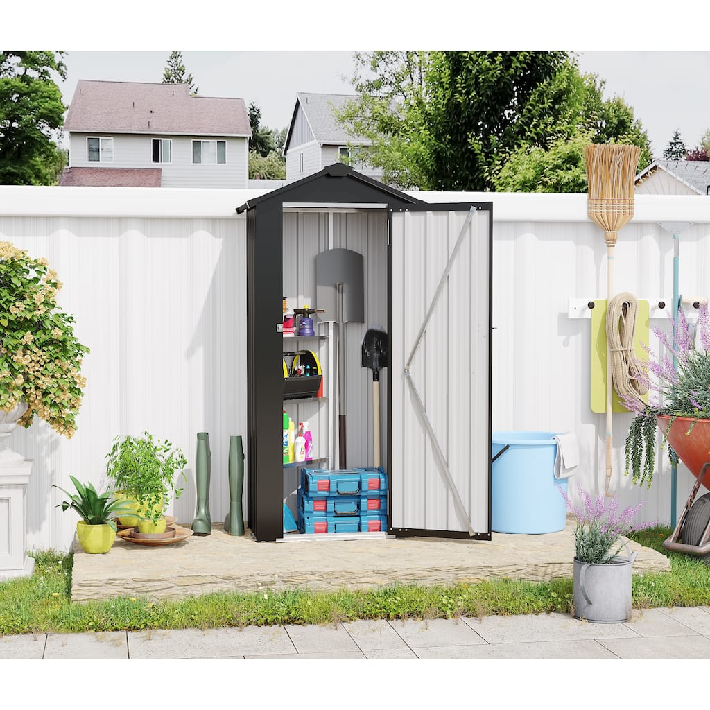 2.5*1.4ft Storage Shed, High Quality Galvanized Iron Sheet, Waterproof Design, Reasonable Internal Space Planning, With Lock