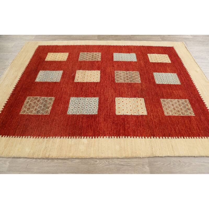 Geometric Modern Gabbeh Kashkoli Oriental Area Rug Wool Handmade - 6'0" x 7'7"
