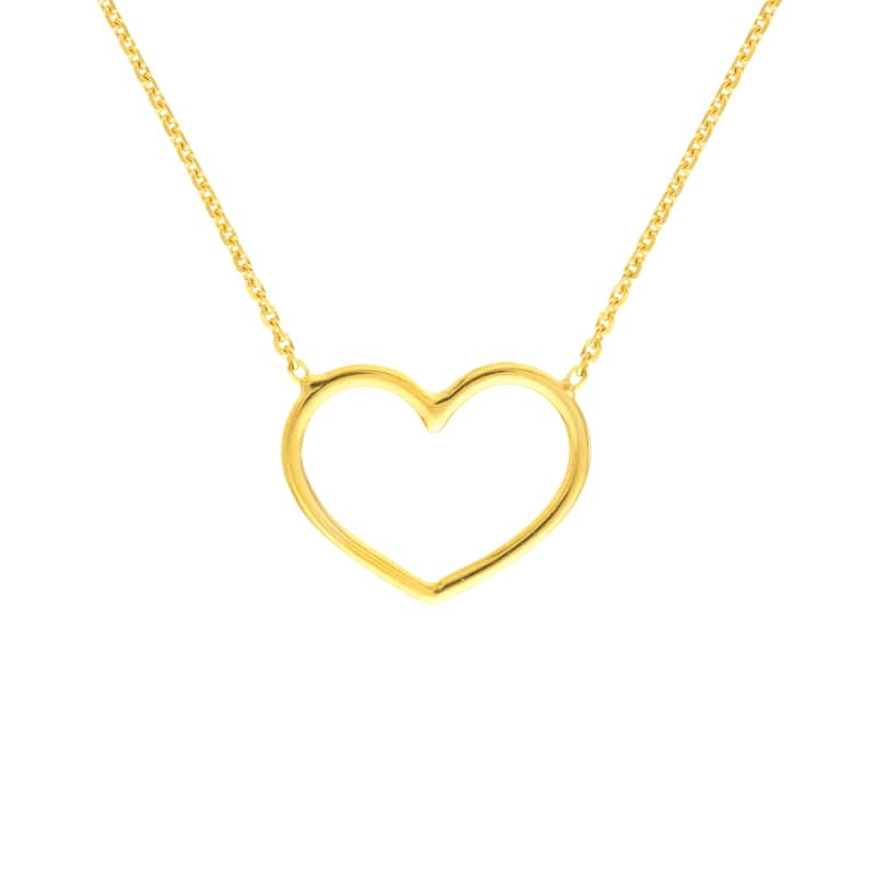 Marquee Jewels 14K Solid Yellow Gold Charming Open Heart Necklace