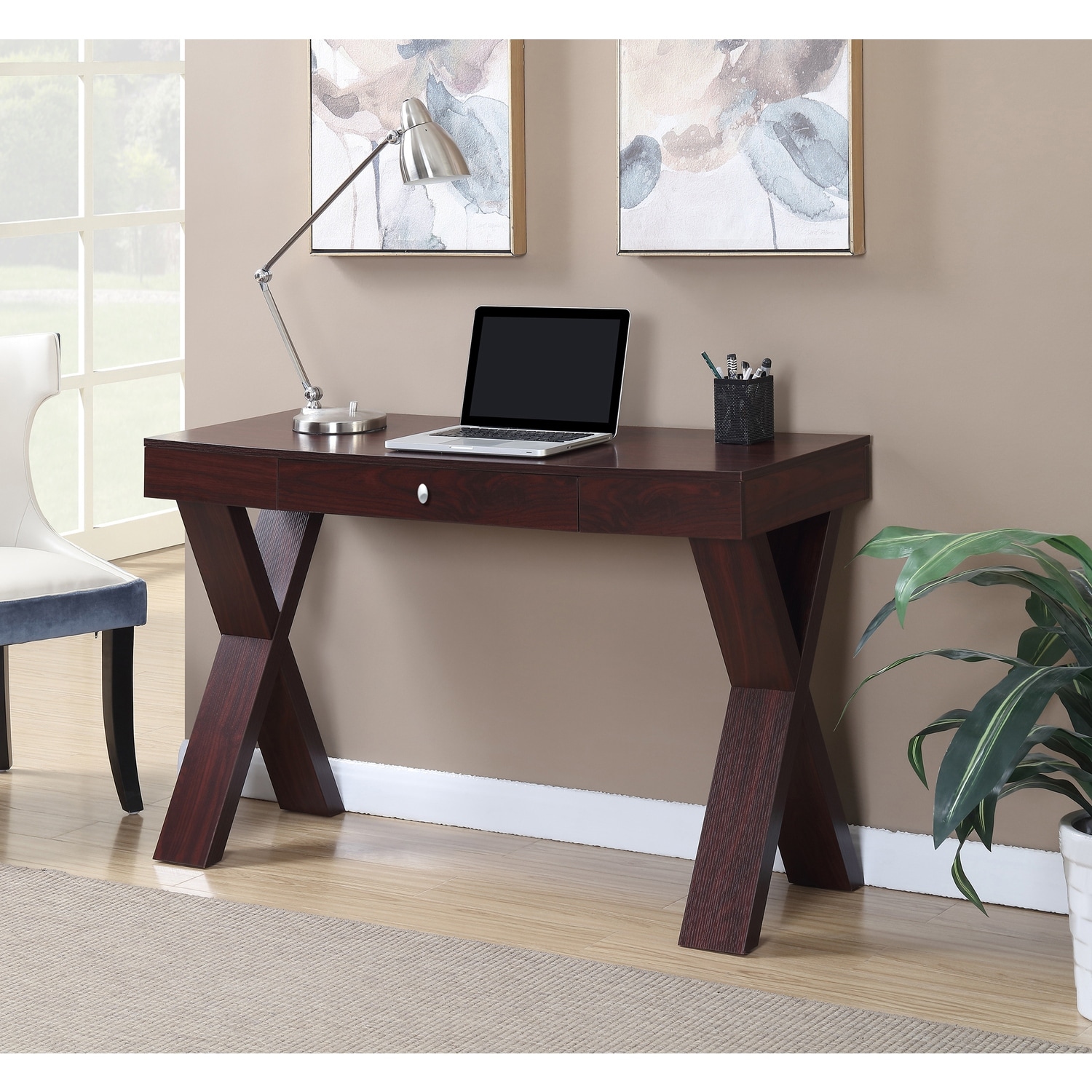 Contemporary Cool Desk with Drawer - Modern Computer Writing Table for Home Office