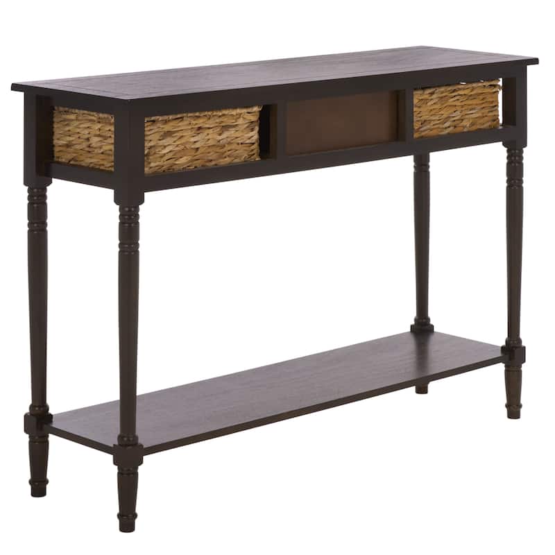 SAFAVIEH Evalena Distressed Black Console Storage Table - 44.5" x 13.4" x 31.5" - 45"W x 13"D x 32"H
