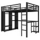 preview thumbnail 11 of 9, Black Full Loft Bed with Built-in Wardrobe, Desk, and Storage Shelves, Space-Saving Design