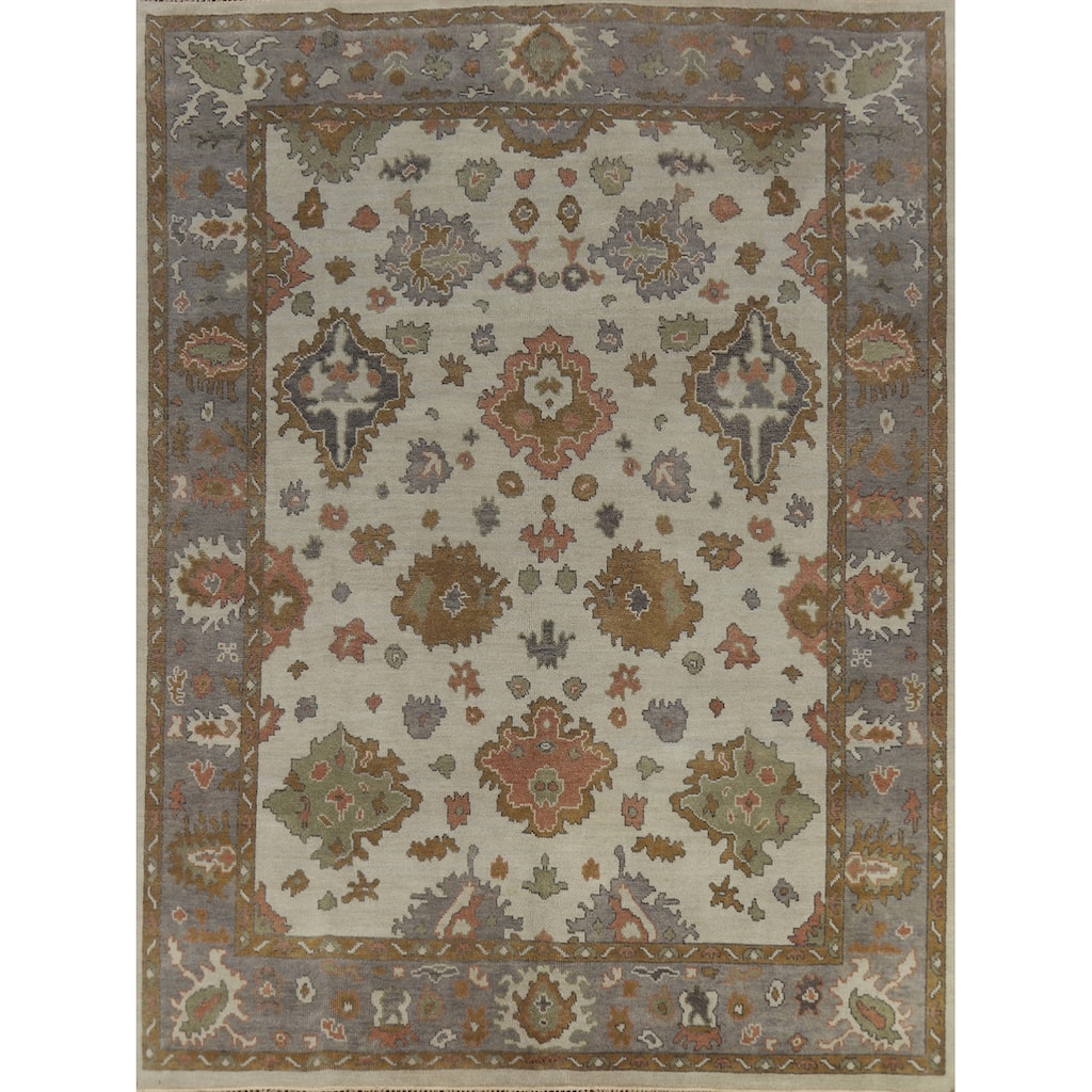Oushak Indian Area Rug Hand-Knotted Transitional Wool Carpet - 8'1" x 9'11"