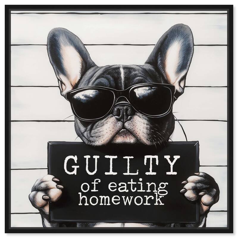Guilty of Eating Homework Canvas by Art Remedy - Black - 16" x 16"