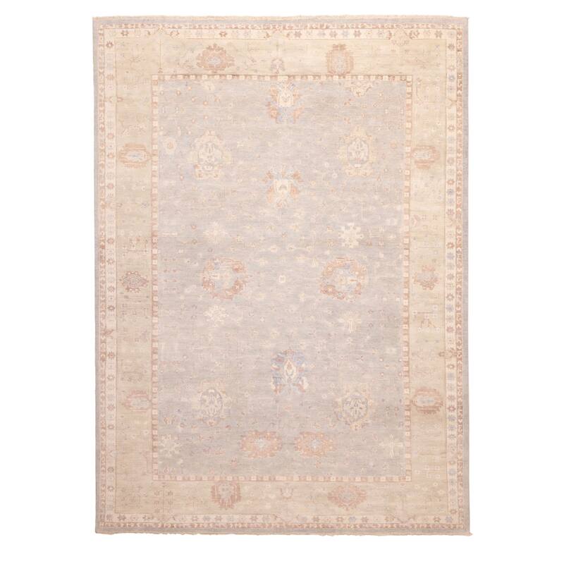 ECARPETGALLERY Hand-knotted Finest Oushak Grey Wool Rug - 10'0 x 14'0