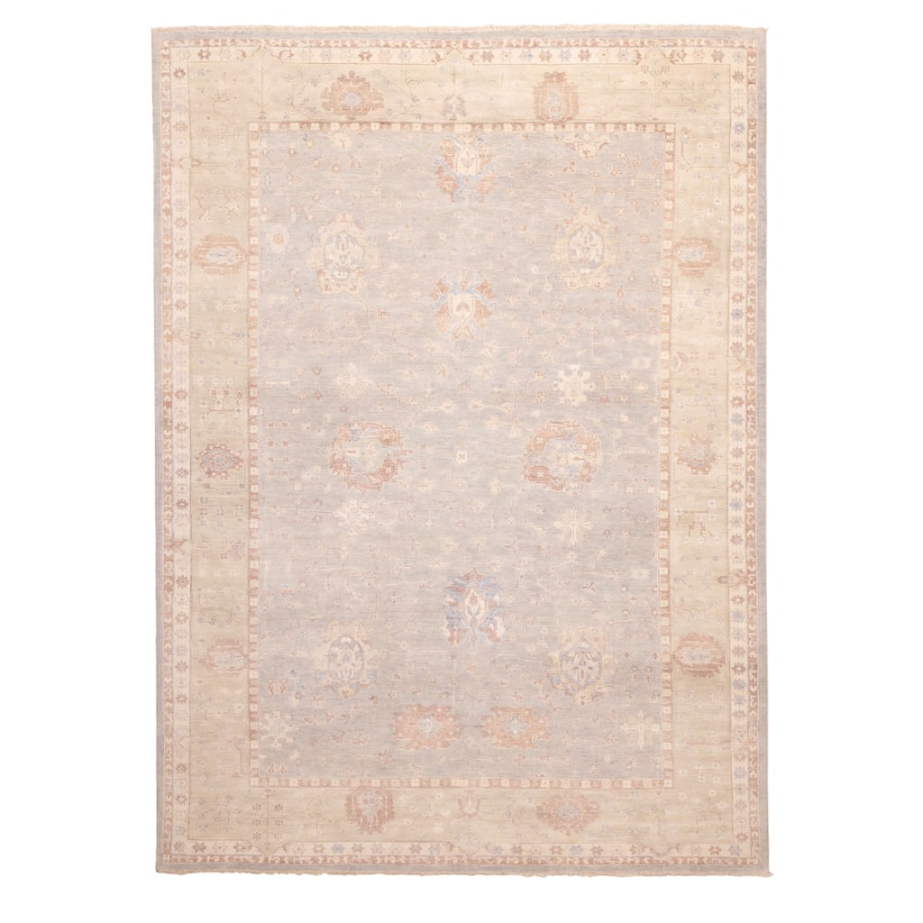 ECARPETGALLERY Hand-knotted Finest Oushak Grey Wool Rug - 10'0 x 14'0