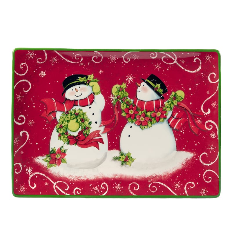 Certified International Holiday Magic Snowman 14" x 10" Rectangular Serving Platter