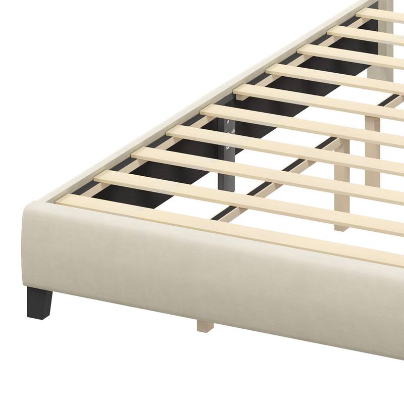 Moasis Upholstered Tufted Bed Frame with Adjustable Height Headboard