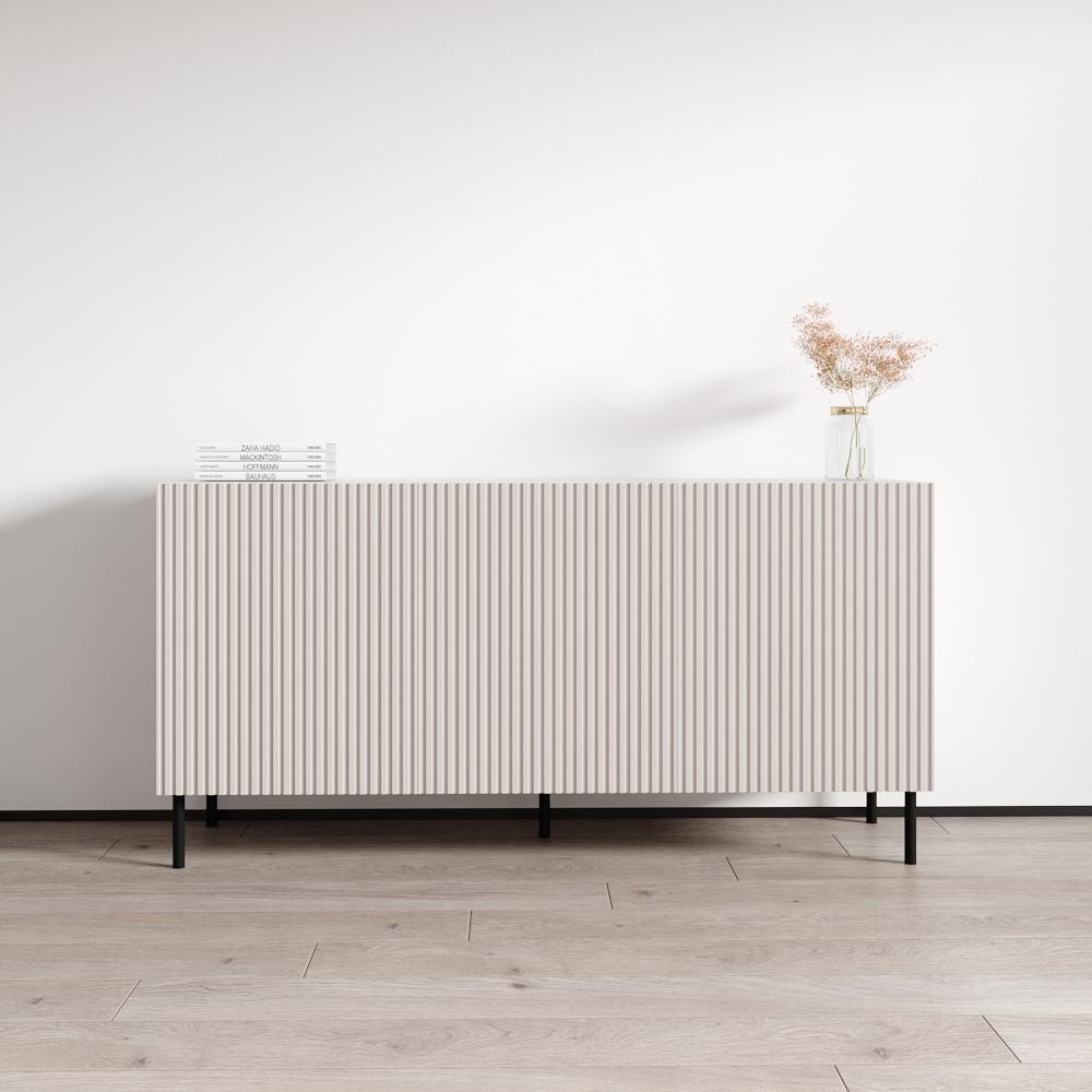 Meble Furniture Pafos 60-inch Modern Matte Sideboard with 3D Textured Door Design