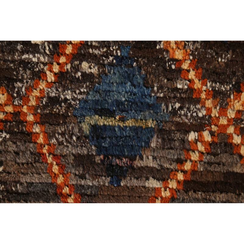 Hand Knotted Oriental 100% Wool Carpet Modern Tribal Brown Moroccan Area Rug - 9' 9'' X 6' 9''