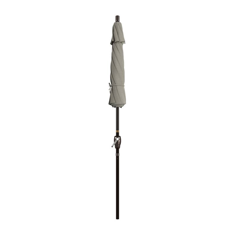 California Umbrella 7.5' Round Crank Lift Push Button Tilt Bronze Aluminum Patio Umbrella with Olefin Royal Blue Fabric