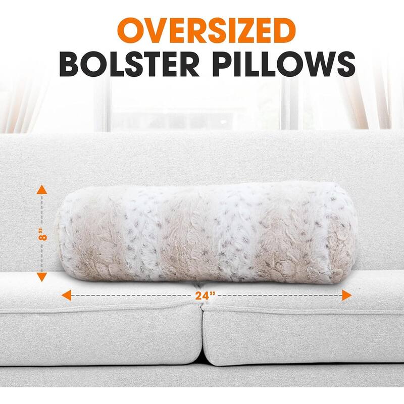 Cheer Collection 8" x 24" Set of 2 Decorative Roll Bolster Pillows