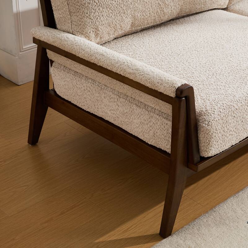 Christopher Knight Home - Mid-Century Modern 3-Seater 74" Upholstered Sofa with Solid Wood Frame