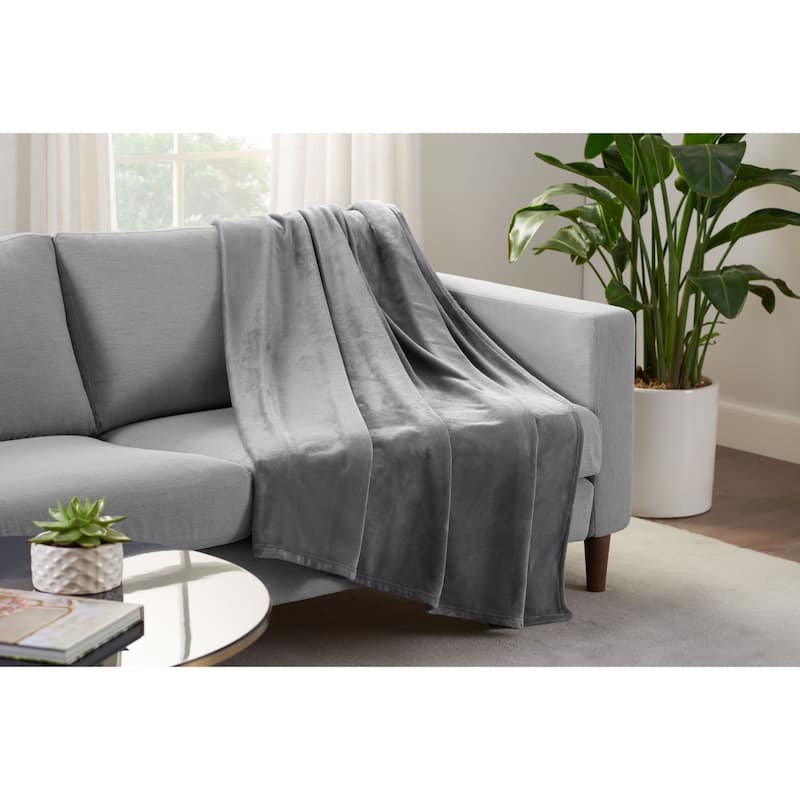 Serta Ultimate Cozy Plush Throw Blanket - Grey - 80x60