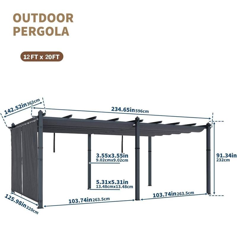10x20 Ft Outdoor Aluminum Heavy-Duty Patio Pergola for Existing Deck Backyard Garden Porch - 12X20 Ft