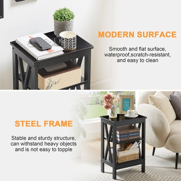 VECELO X-Shaped 3-Tier Storage End Table - Bed Bath & Beyond