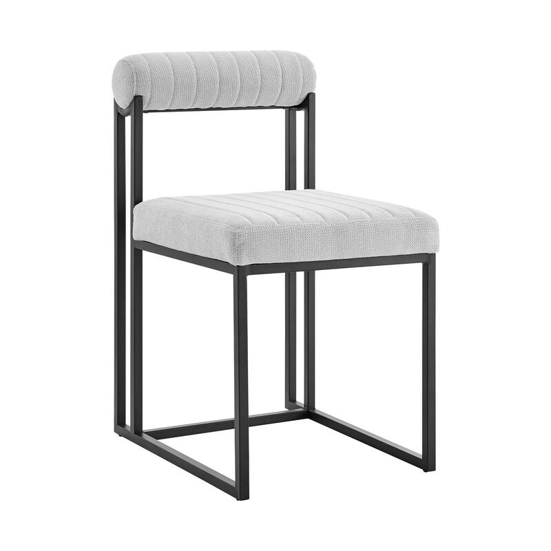 HomeRoots Set of Two Gray And Black Upholstered Polyester Open Back Dining Side Chairs