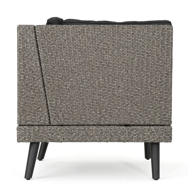 Roomfitters Outdoor Corner Sofa & Table Set, All-Weather Wicker Patio Lounge, Gray