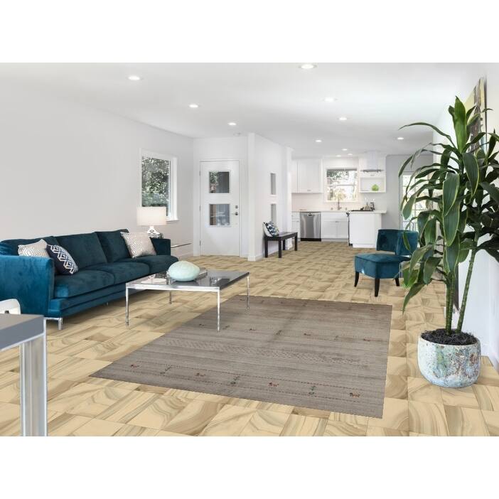 Hand Knotted Oriental 100% Wool Carpet Tribal Animal Pictorial Beige & Ivories Gabbeh Area Rug - 7' 9'' X 5' 1''